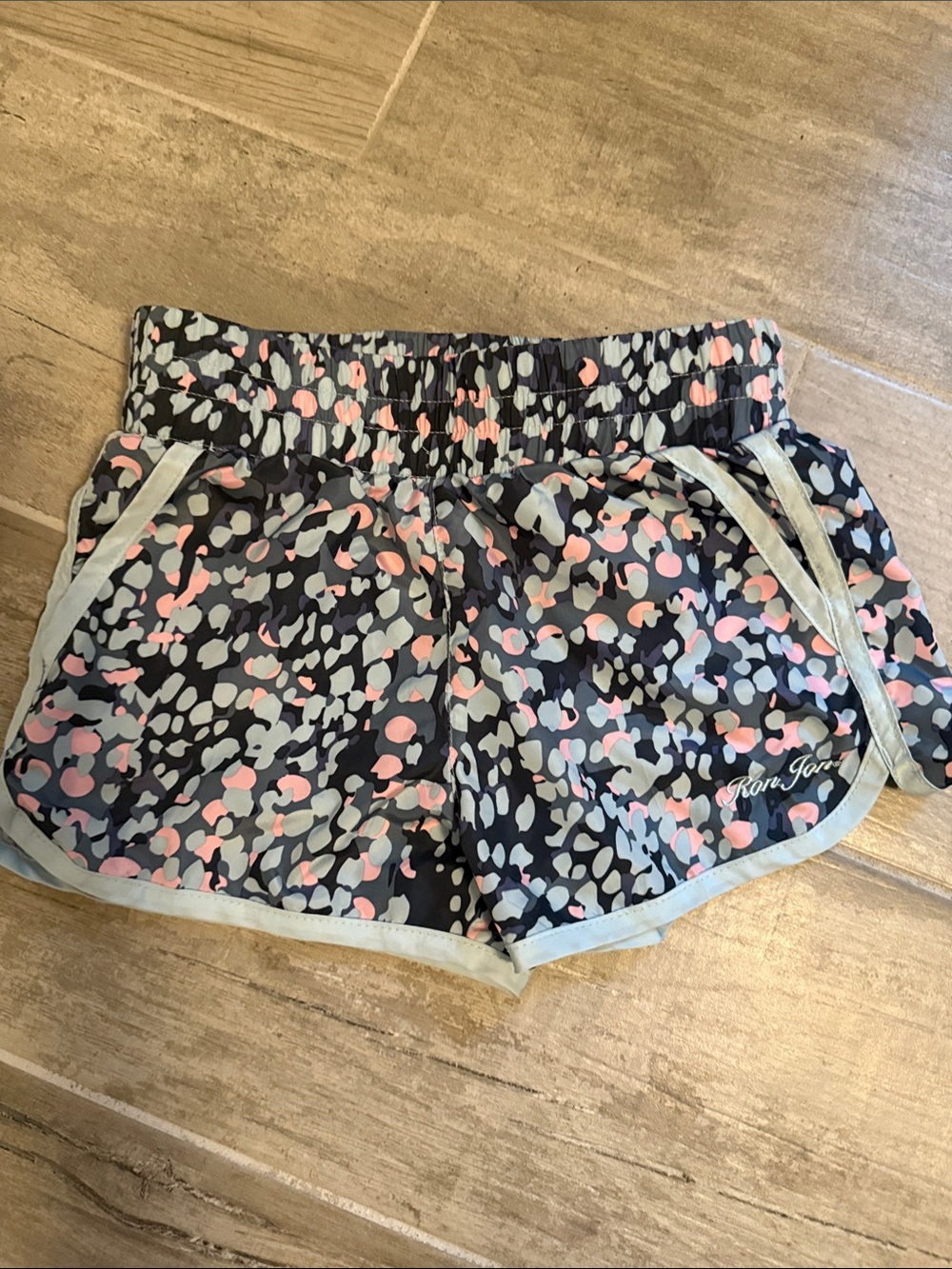 Ron Jon Blue Shorts with Pink and Light Gray Spot Print